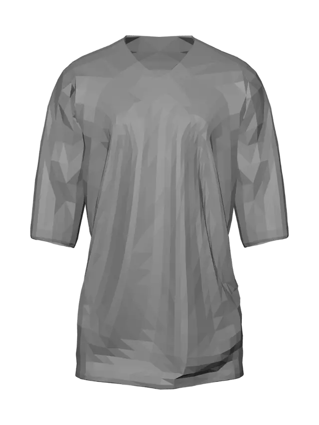 3D model for A high-quality, game-ready 3D model of a blank master lacrosse jersey. The jersey features a hafl sleeve, athletic cut with a V-neck collar. It has a clean, dual-color design with a solid navy blue base and sharp white panels along the sides and shoulders. No text, no numbers, and no logos. The texture is a breathable, moisture-wicking athletic mesh fabric with realistic, subtle wrinkles.
Symmetrical design, clean topology, optimized for Unreal Engine 5