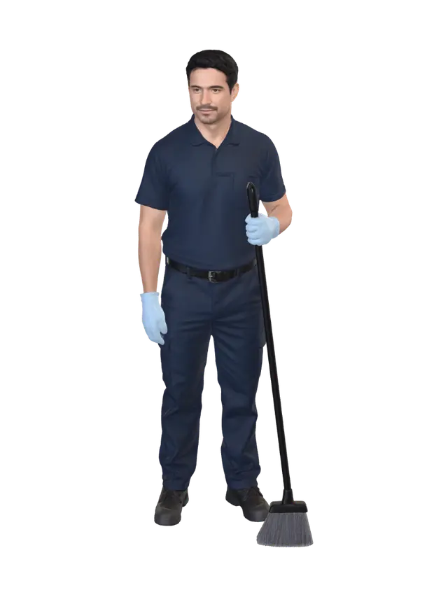 3D model for Cleaning Professional with Broom
