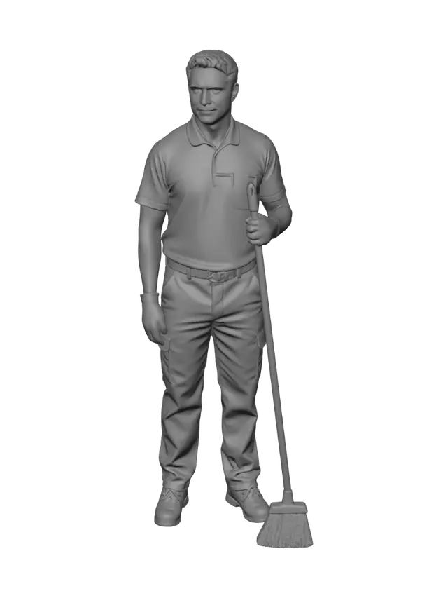3D model for Cleaning Professional with Broom