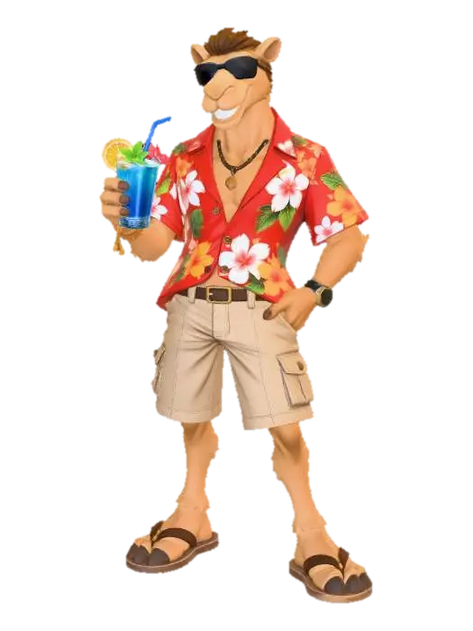 Aloha Camel Trade - Trader 3D model, vytvořený pomocí AI