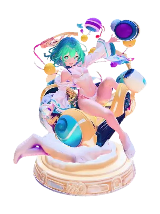 Cosmic Carnival - Animegirl 3D model, vytvořený pomocí AI