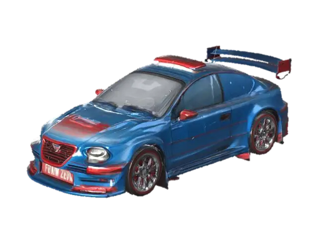 rally new car 3D model, vytvořený pomocí AI