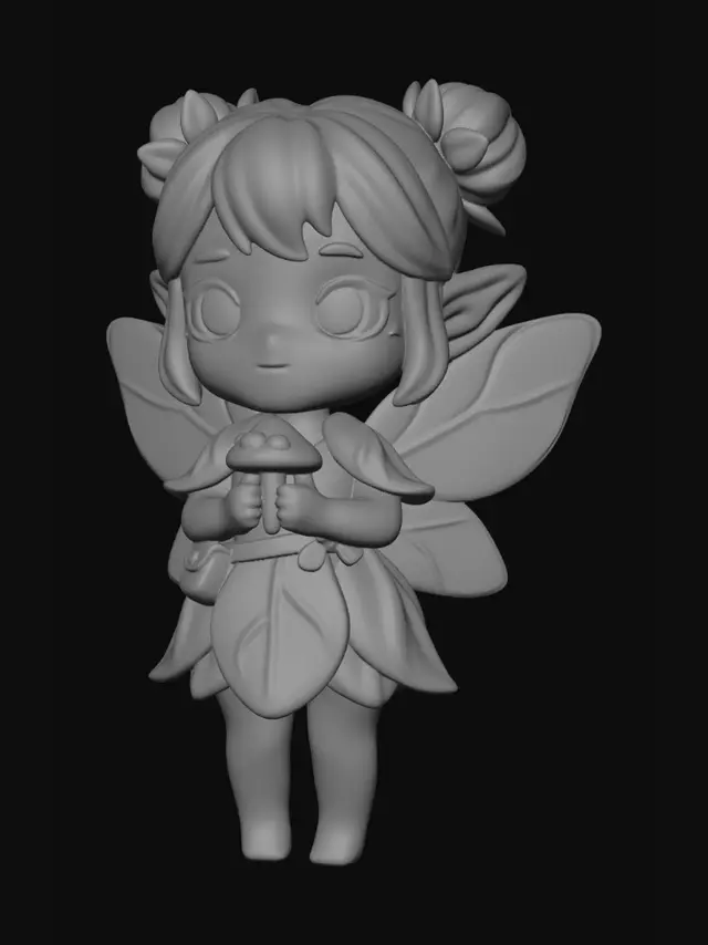 3D model for a little girl fairy optomized for 3D printing