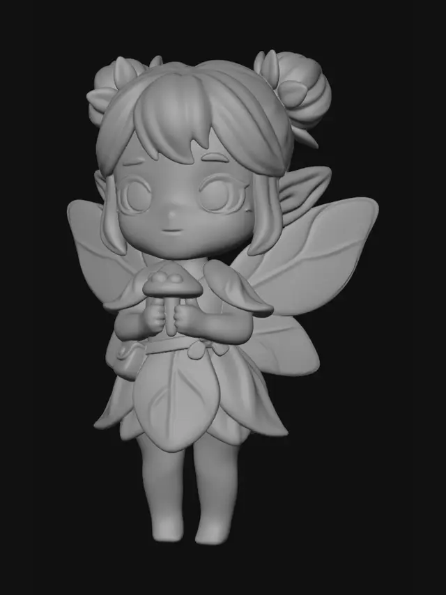 3D model for a little girl fairy optomized for 3D printing