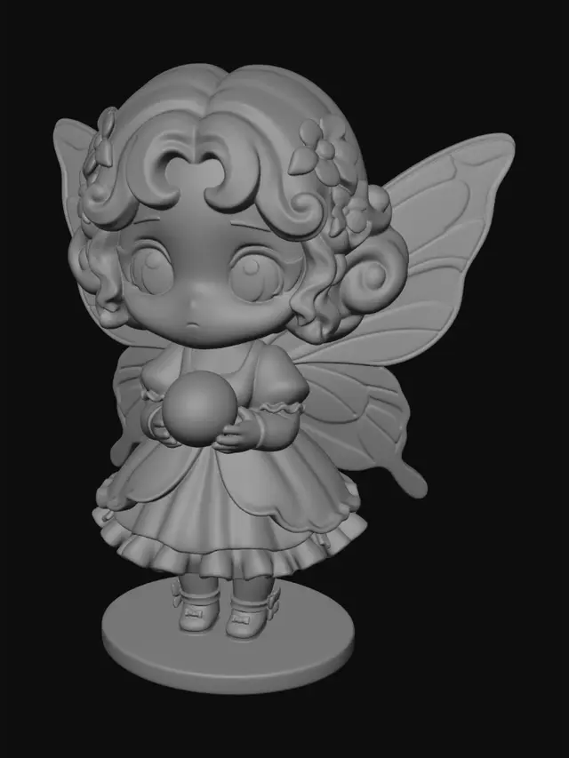 3D model for a little girl fairy optomized for 3D printing