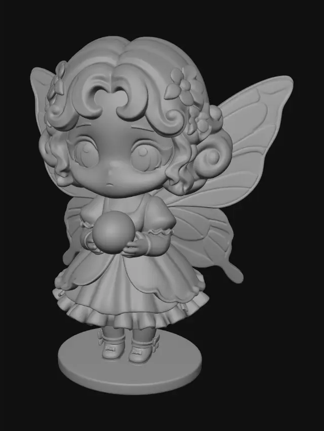 3D model for a little girl fairy optomized for 3D printing