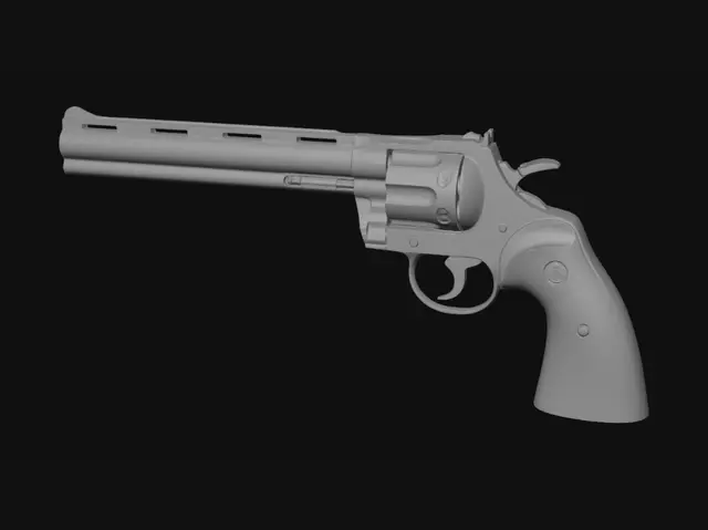 3D model for Long Barrel Revolver