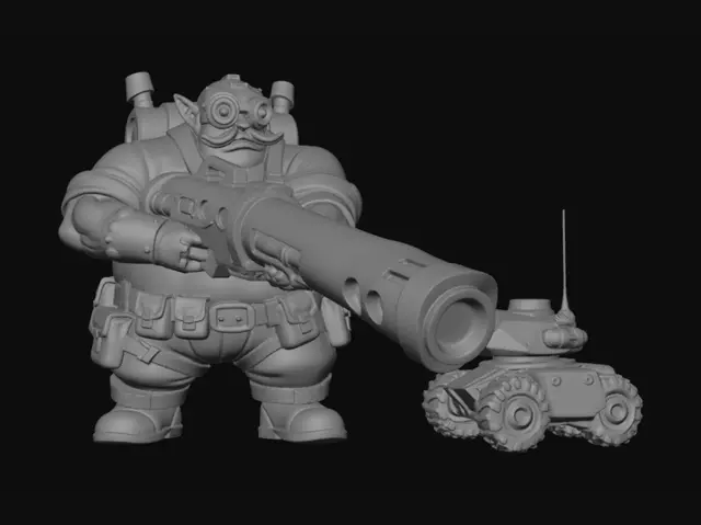 3D model for Dwarven Gunner and the Sky Cannon