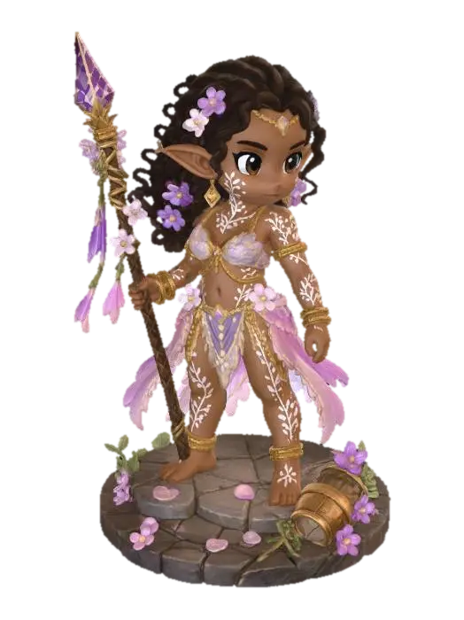 Lilac Blossom Guardian 3D model, vytvořený pomocí AI