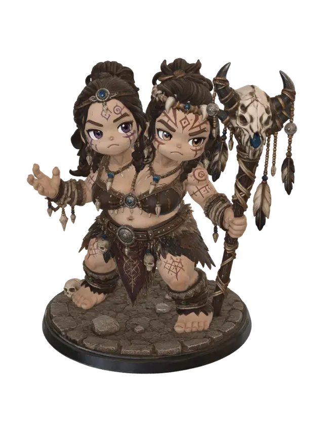 Bonebound Twins 3D model, vytvořený pomocí AI