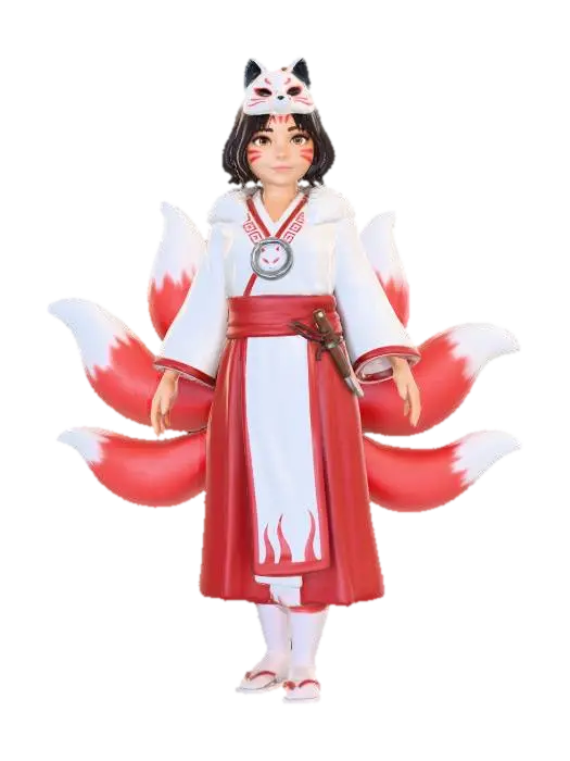 Kitsune Guardian - Ninjago 3D model, vytvořený pomocí AI