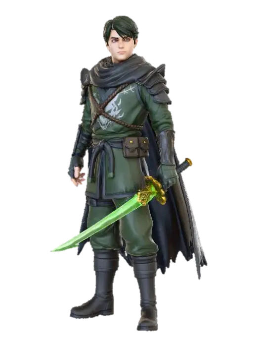 The Enchanted Swordsman - Gameart 3D model, vytvořený pomocí AI