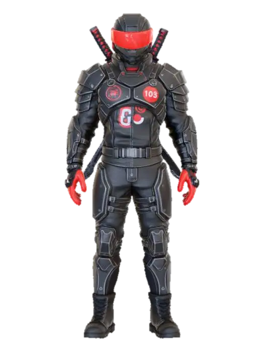 Cyber Ninja Warrior - Ninjago 3D model, vytvořený pomocí AI