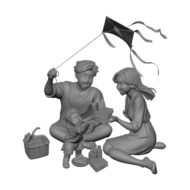 3D model for Family Picnic Under Cherry Blossoms