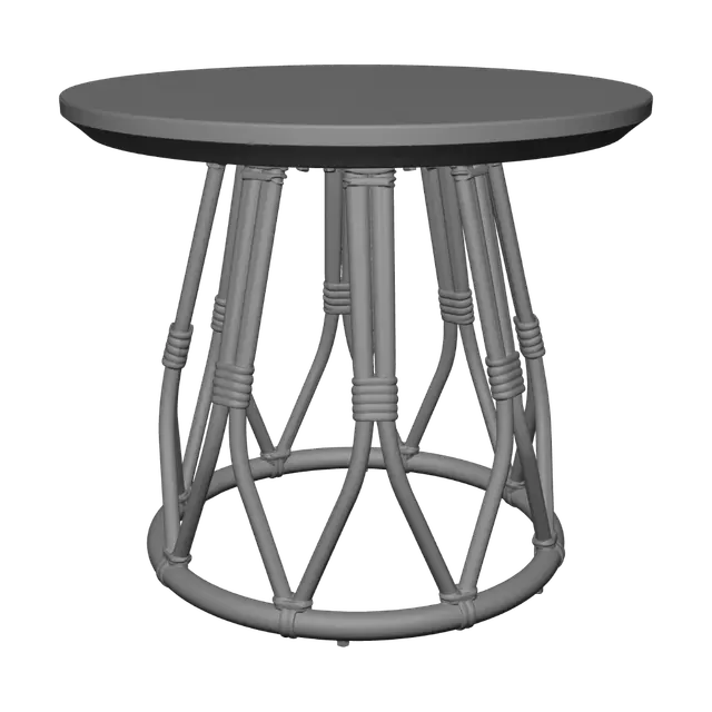 3D model for Round Wooden Side Table with Geometric Base