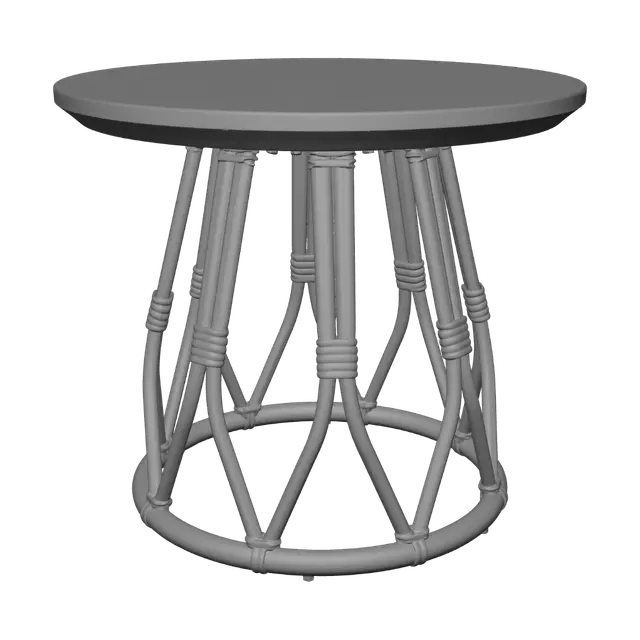 3D model for Round Wooden Side Table with Geometric Base