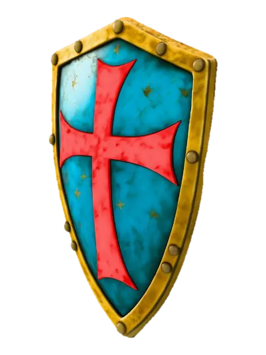 Crusader Shield 3D model, vytvořený pomocí AI