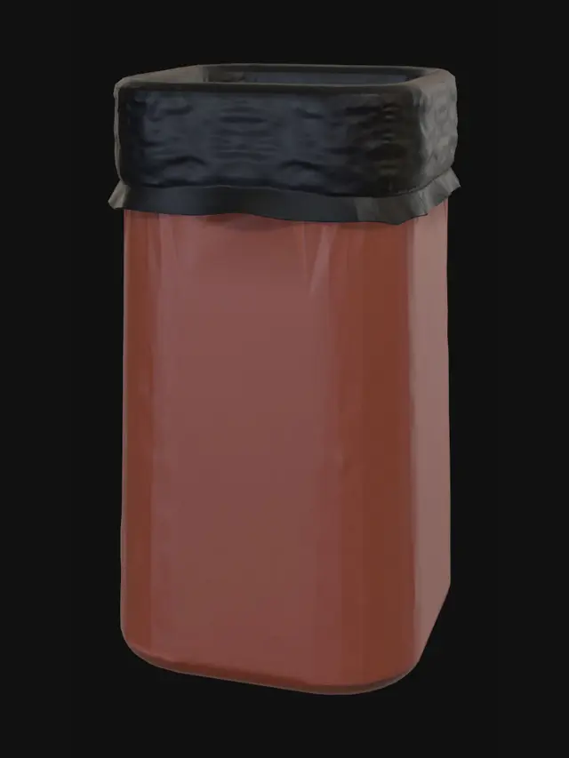 3D model for Open-top Orange Trash Can