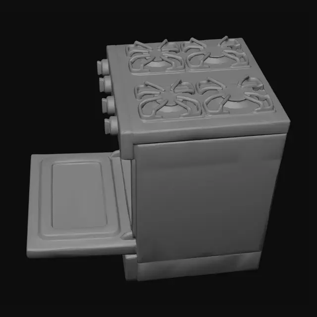 3D model for Brown Gas Range with Oven