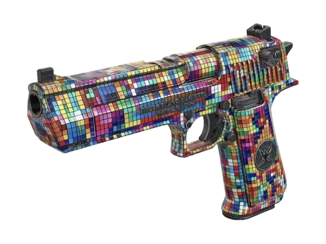 Rainbow Mosaic Desert Eagle Pistol - Deserteagle 3D model, vytvořený pomocí AI