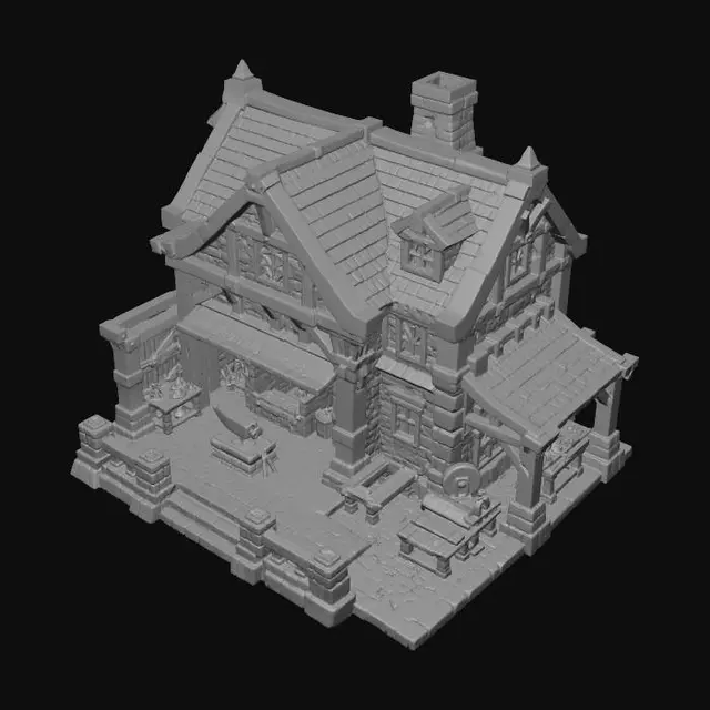 3D model for Blue Roof Blacksmith Shop