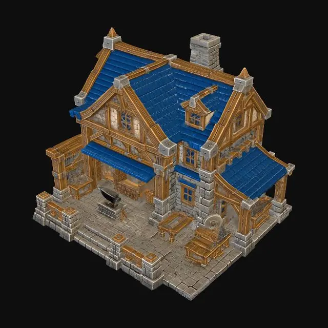 3D model for Blue Roof Blacksmith Shop