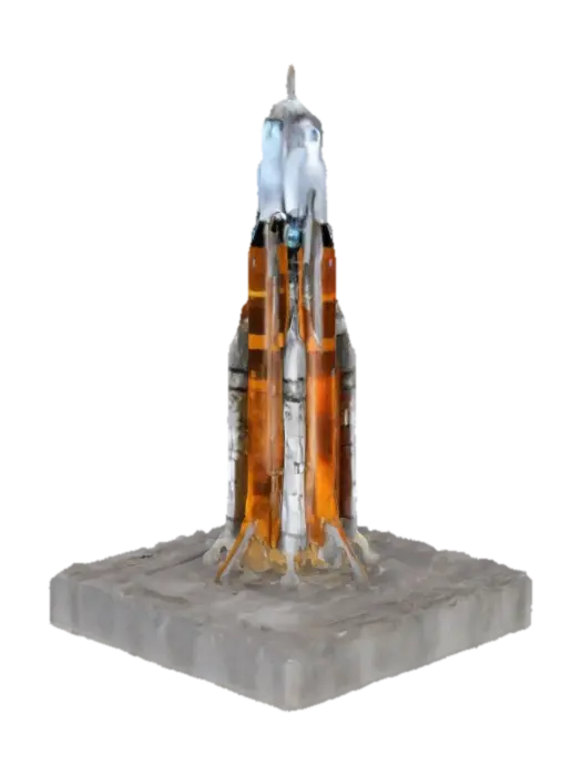 artemedis rocket from nasa on a start ramp - Launch 3D model, vytvořený pomocí AI