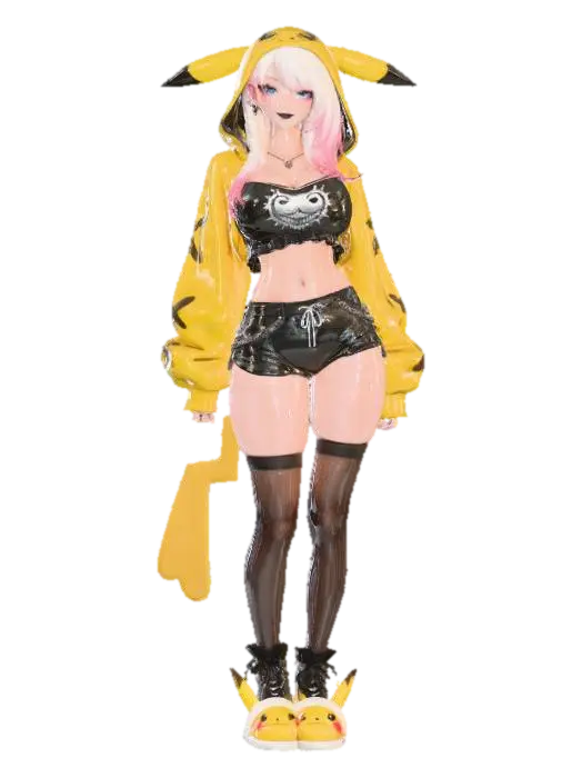 Anime Pikachu Cosplay 3D model, vytvořený pomocí AI
