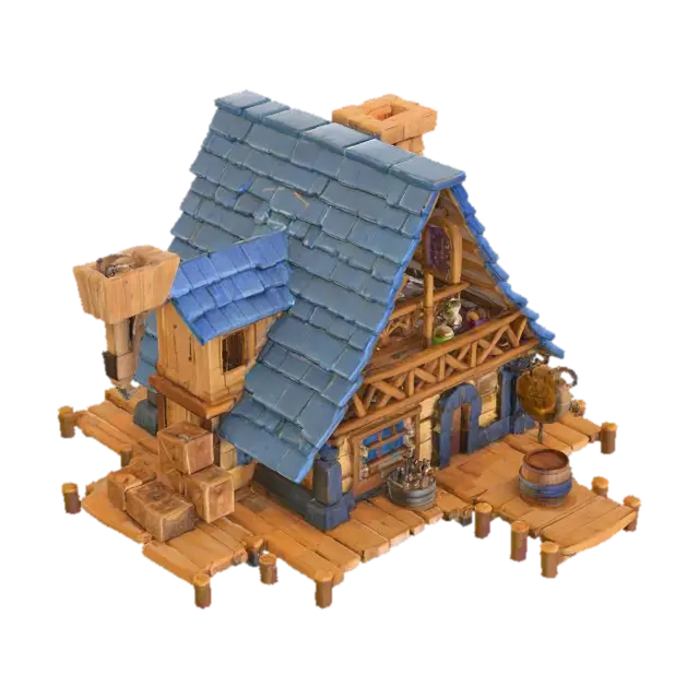 Village Workshop - Crafts 3D model, vytvořený pomocí AI