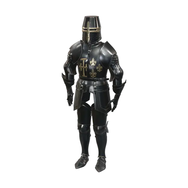 Fantasy Crusader Armor 3D model, vytvořený pomocí AI