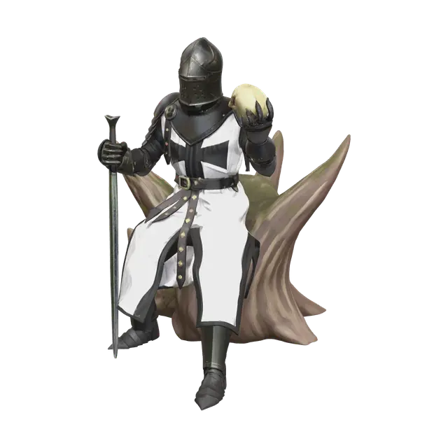 Fantasy Crusader Armor 3D model, vytvořený pomocí AI