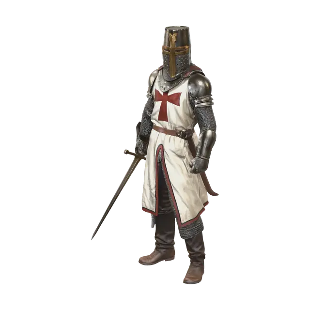 Ornate Crusader Armor 3D model, vytvořený pomocí AI