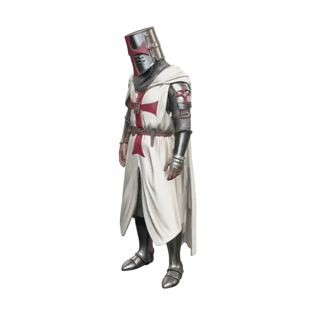 Fantasy Crusader Armor 3D model, vytvořený pomocí AI