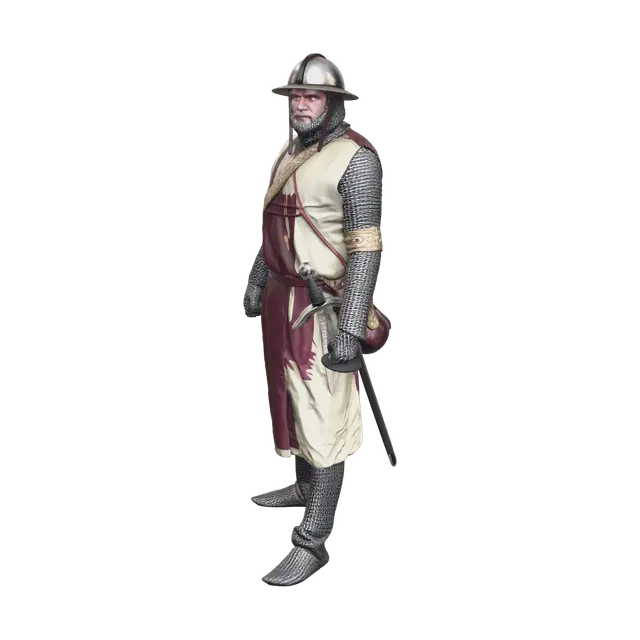 Weathered Crusader Armor 3D model, vytvořený pomocí AI