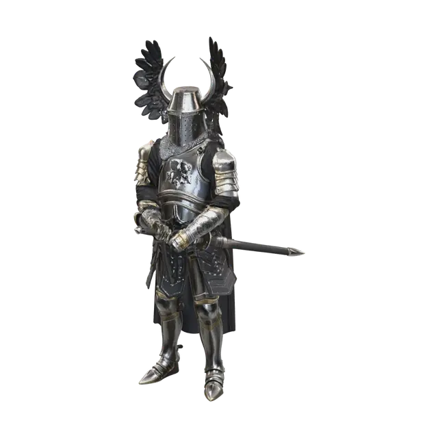 Crusader Armor 3D model, vytvořený pomocí AI