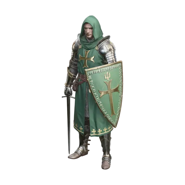 Crusader Armor 3D model, vytvořený pomocí AI