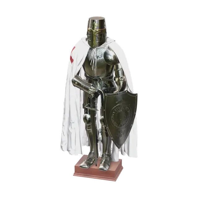 Stylized Crusader Armor 3D model, vytvořený pomocí AI