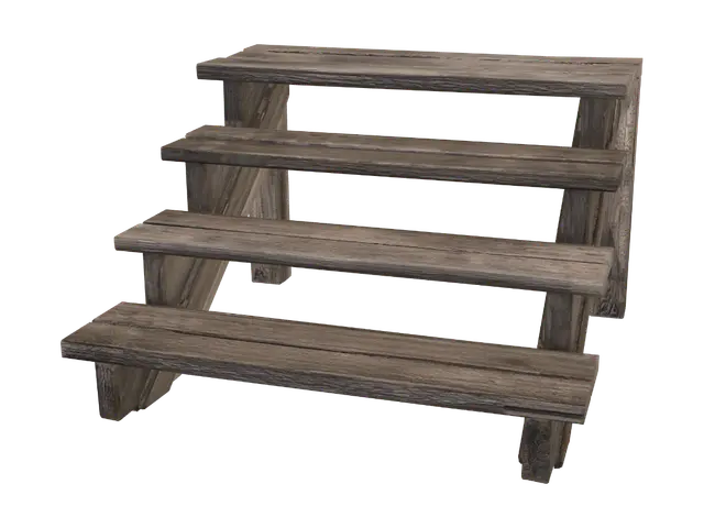 Rustic Wooden Steps - Stair 3D model, vytvořený pomocí AI