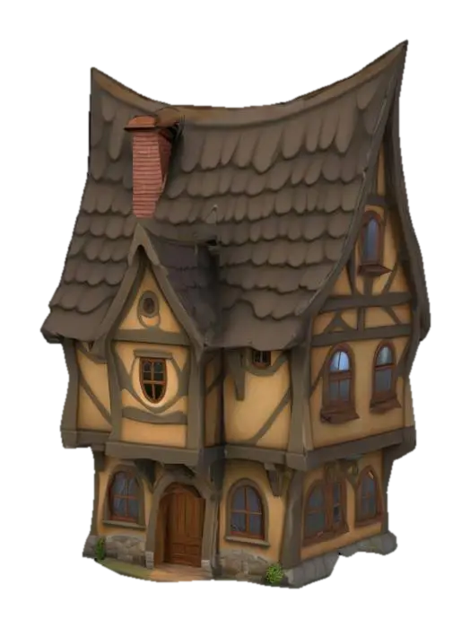 Whimsical Cottage - Charming 3D model, vytvořený pomocí AI