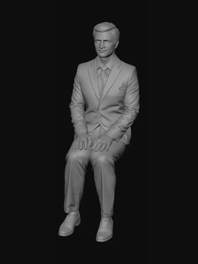 3D model for Side Profile Portrait in a Navy Blazer
