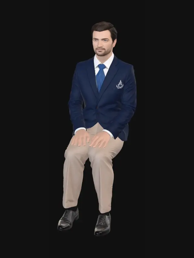 3D model for Side Profile Portrait in a Navy Blazer