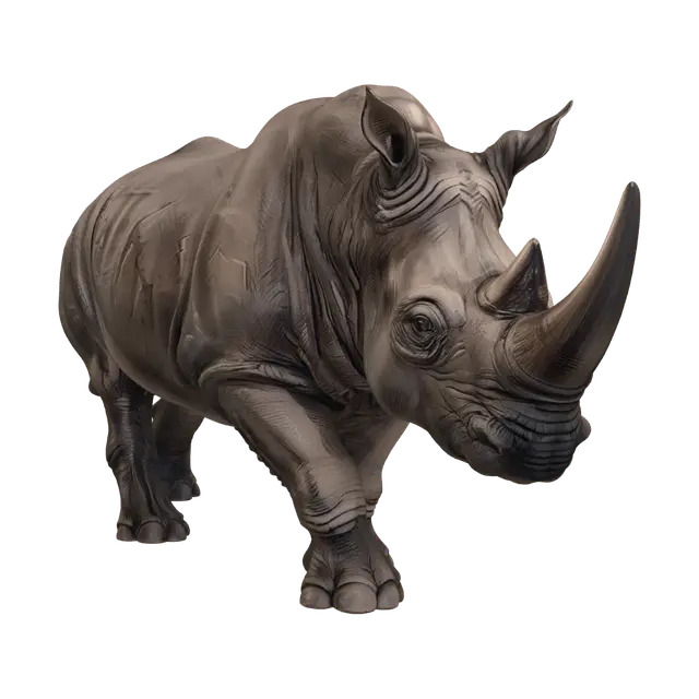 Mud-Splashed Rhino - Splash 3D model, vytvořený pomocí AI