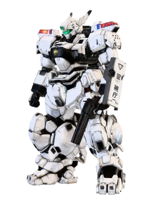 Police Mech Enforcer 3D model, vytvořený pomocí AI
