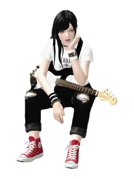 Melancholy Guitarist - Musician 3D model, vytvořený pomocí AI