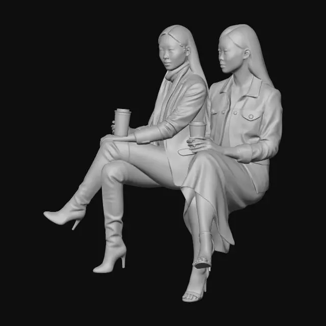3D model for Chinese coffee drinking women