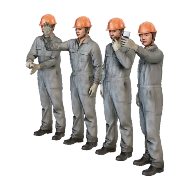 Modello 3D Selfie Quartet on the Construction Site - Workers, generato dall’IA