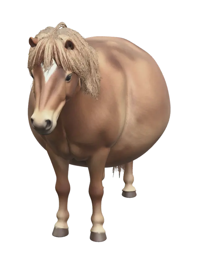 Realistic Fat Horse - Stable 3D model, vytvořený pomocí AI