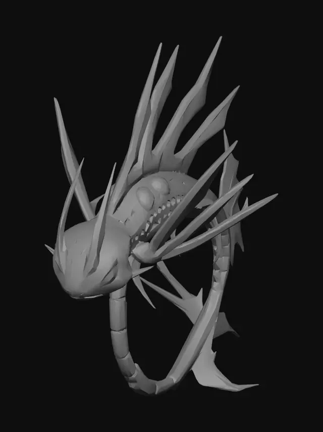 3D model for "A new Water/Poison type Pokemon, a sleek and dangerous lionfish-dragon hybrid. Smooth, wet, translucent cyan skin with bio-luminescent toxic green glowing stripes. Sharp, crystalline poisonous fins. Designed for extreme speed in rain and aquatic environments. Underwater caustic lighting, bubbles, shallow depth of field. High-end 3D creature design, Unreal Engine 5, 8k resolution, vibrant and venomous color palette."