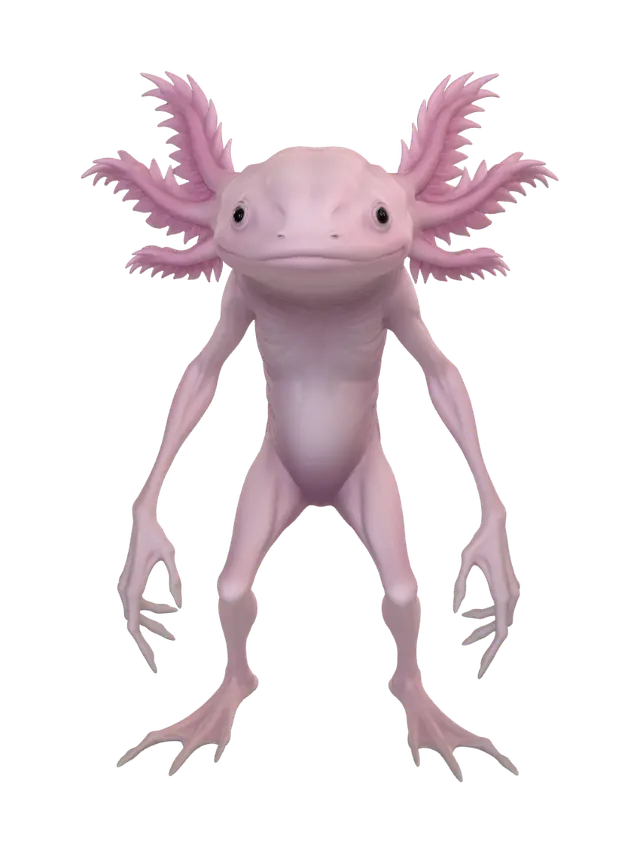 Rosy Axolotl 3D model, vytvořený pomocí AI