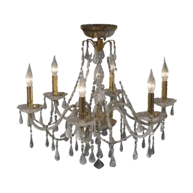 A highly detailed ceiling crystal chandelier. with 5 lights. and diamonds hanging 3D model, vytvořený pomocí AI